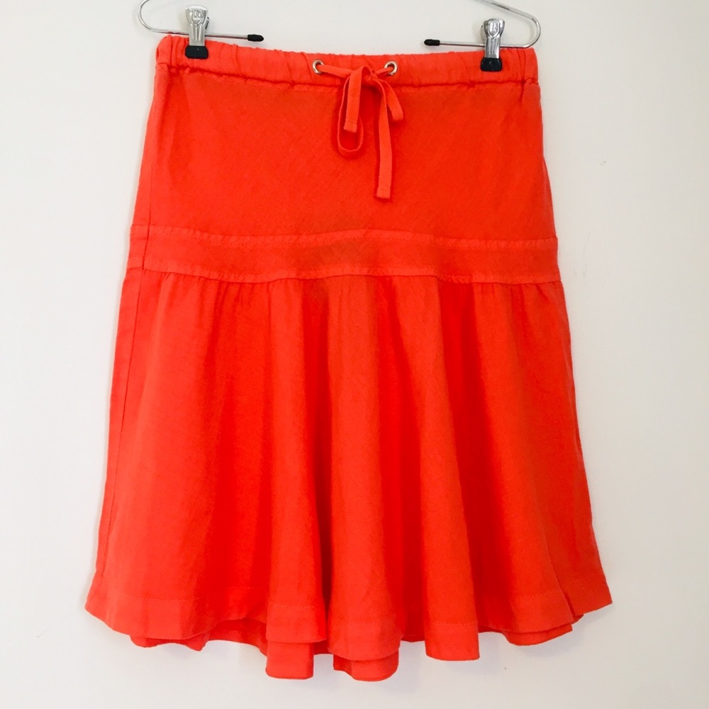 ANTHROPOLOGIE NWT Elevenses Orange Linen Skirt Size Small